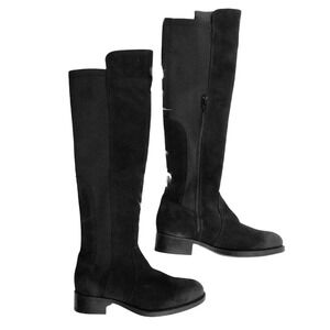 Bos. & Co. Black Suede Flat Knee High Boots Women Size 5.5 Leather Riding Boots